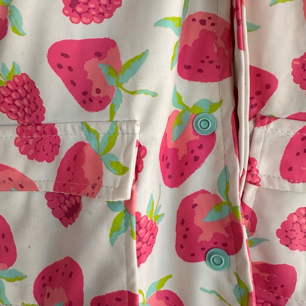 Hatley‎ Strawberry Print Hooded Girls Size 3 Raincoat Jacket - Picture 7 of 9